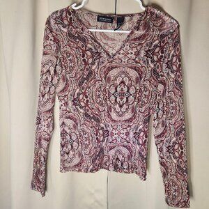 New York & Company Sheer Paisley Pattern Top